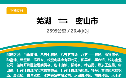 芜湖到密山市物流公司要几天_芜湖到密山市物流专线价格_芜湖至密山市货运公司电话