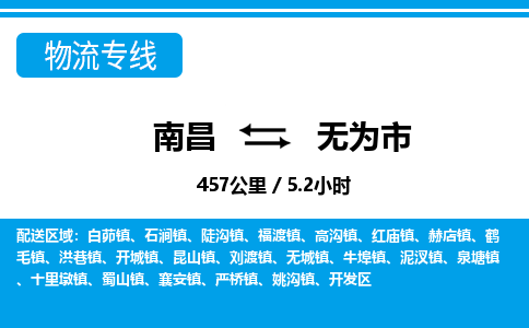 南昌到无为市物流公司要几天_南昌到无为市物流专线价格_南昌至无为市货运公司电话