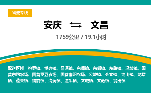 安庆到文昌物流公司要几天_安庆到文昌物流专线价格_安庆至文昌货运公司电话